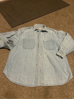 Vintage Guess Jeans Georges Marciano Made USA Chambray Denim Shirt Size 3 - L/XL